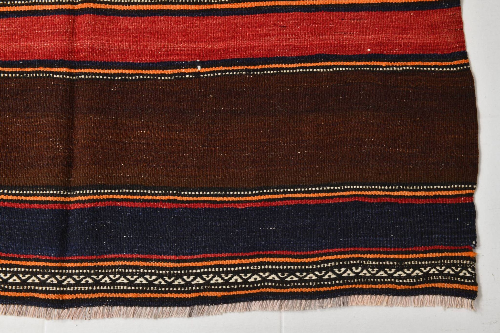 4x8 Brown & Blue Turkish Vintage Kilim Rug 139x245Cm SK 2314