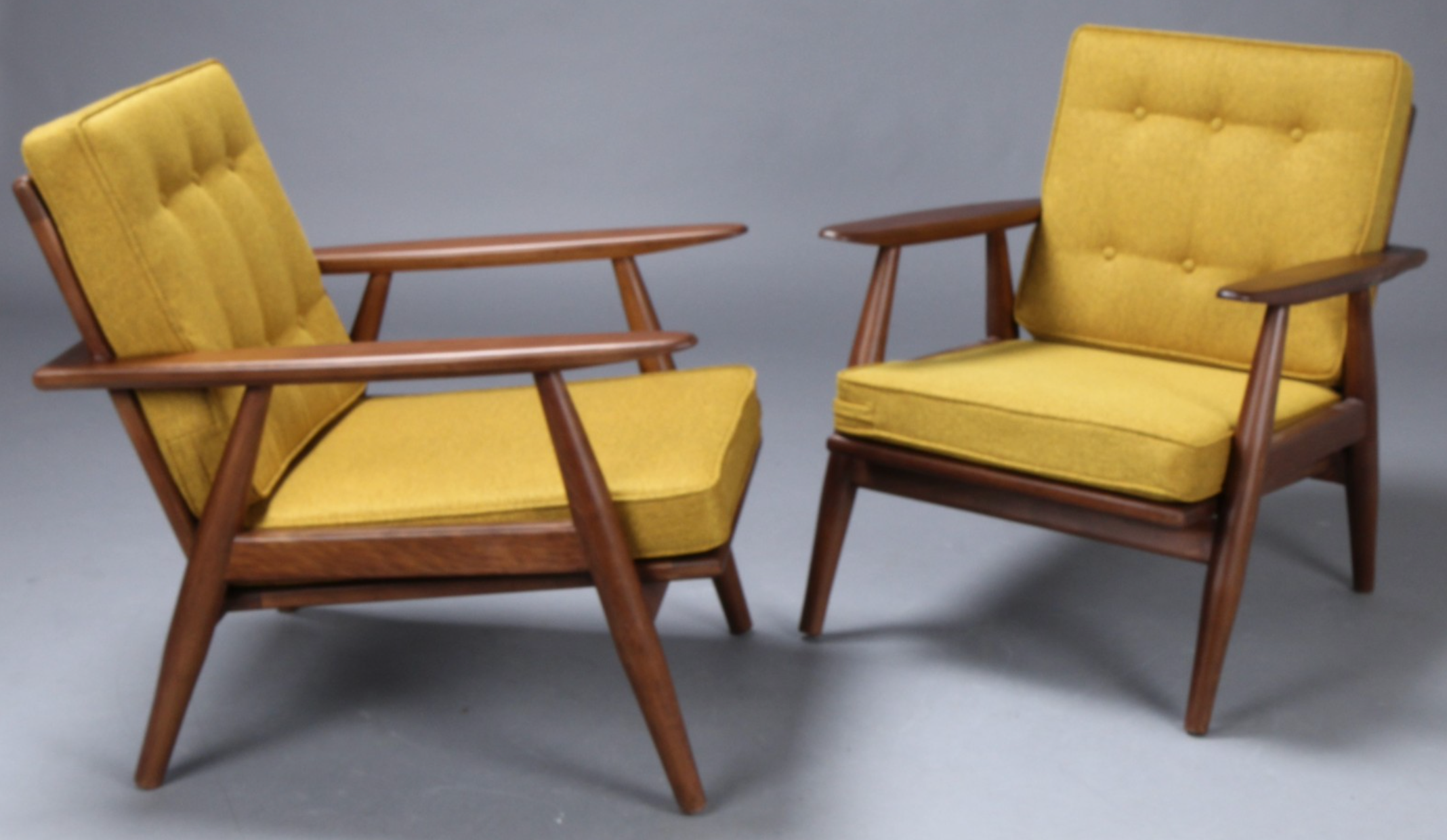 Pair of vintage Scandinavian wooden armchairs