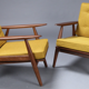 Pair of vintage Scandinavian wooden armchairs