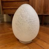 Egg lamp speckled white glass