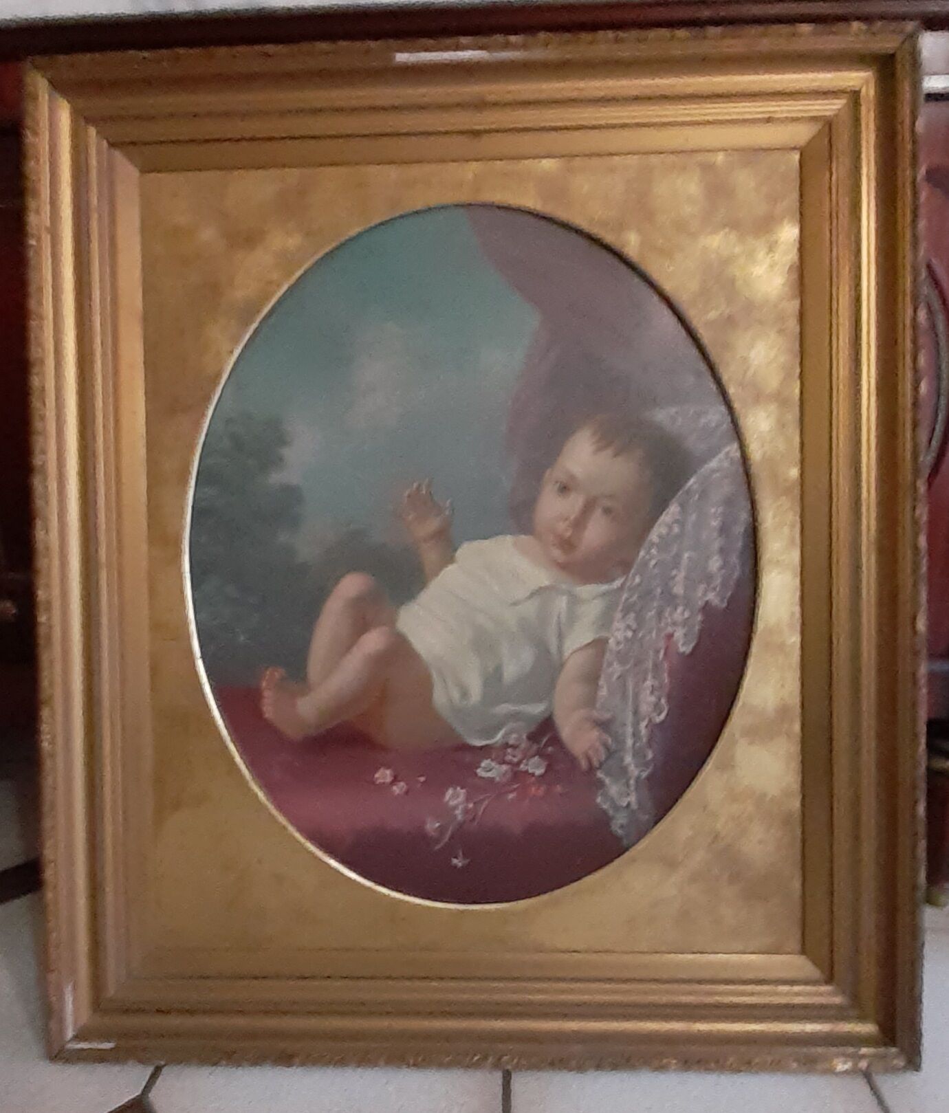 Old oil painting on canvas