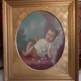 Old oil painting on canvas