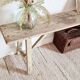 Banc de ferme ancien patine vert d'eau