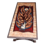 Enameled lava coffee table by Jean Jaffeux