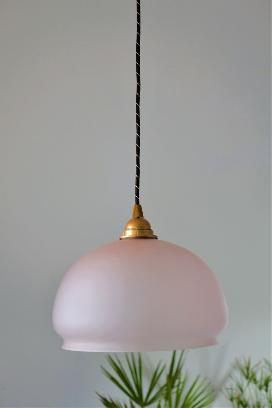 Pink frosted glass globe hanging