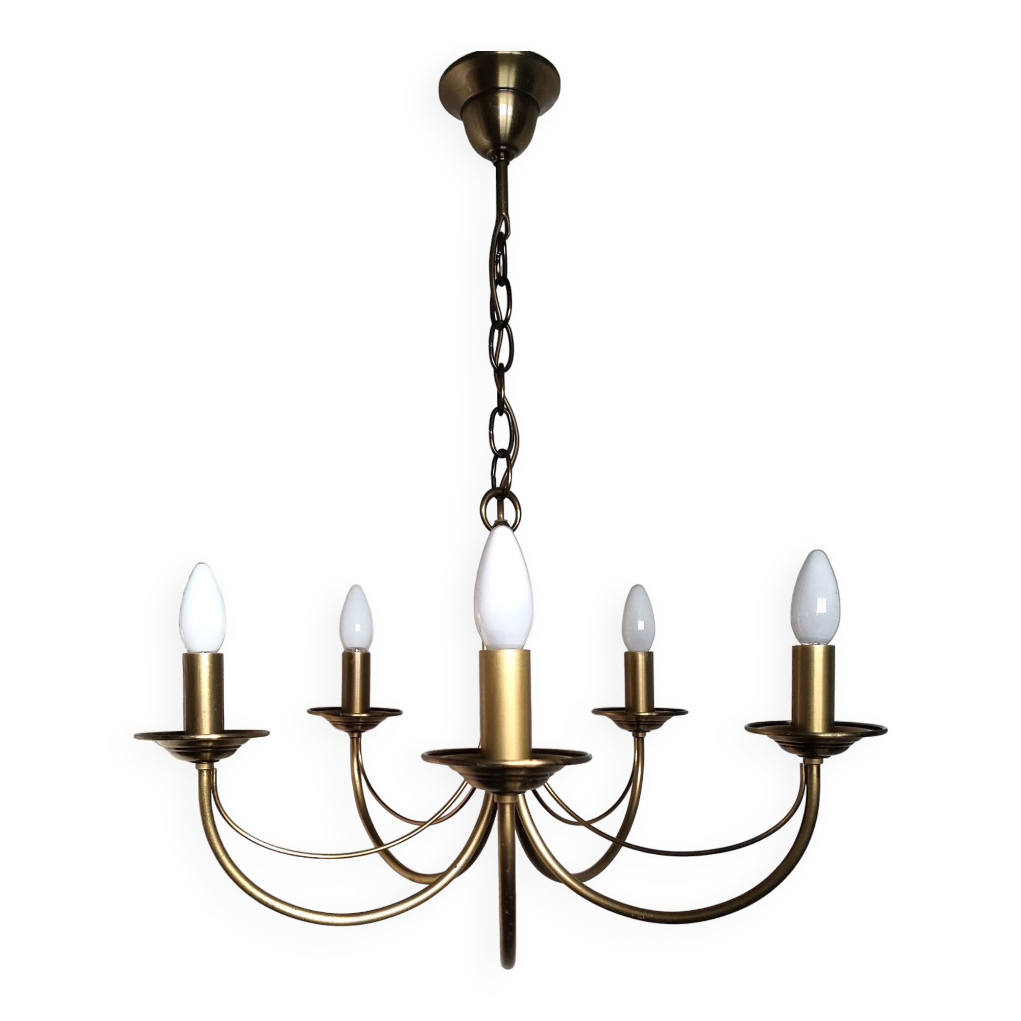 CVL (Val de Loire Creations) ~ Chandelier ~ Chatelet Collection - 5 lights ~ Burnished brass - 21st century