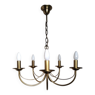 CVL (Val de Loire Creations) ~ Chandelier ~ Chatelet Collection - 5 lights ~ Burnished brass - 21st century