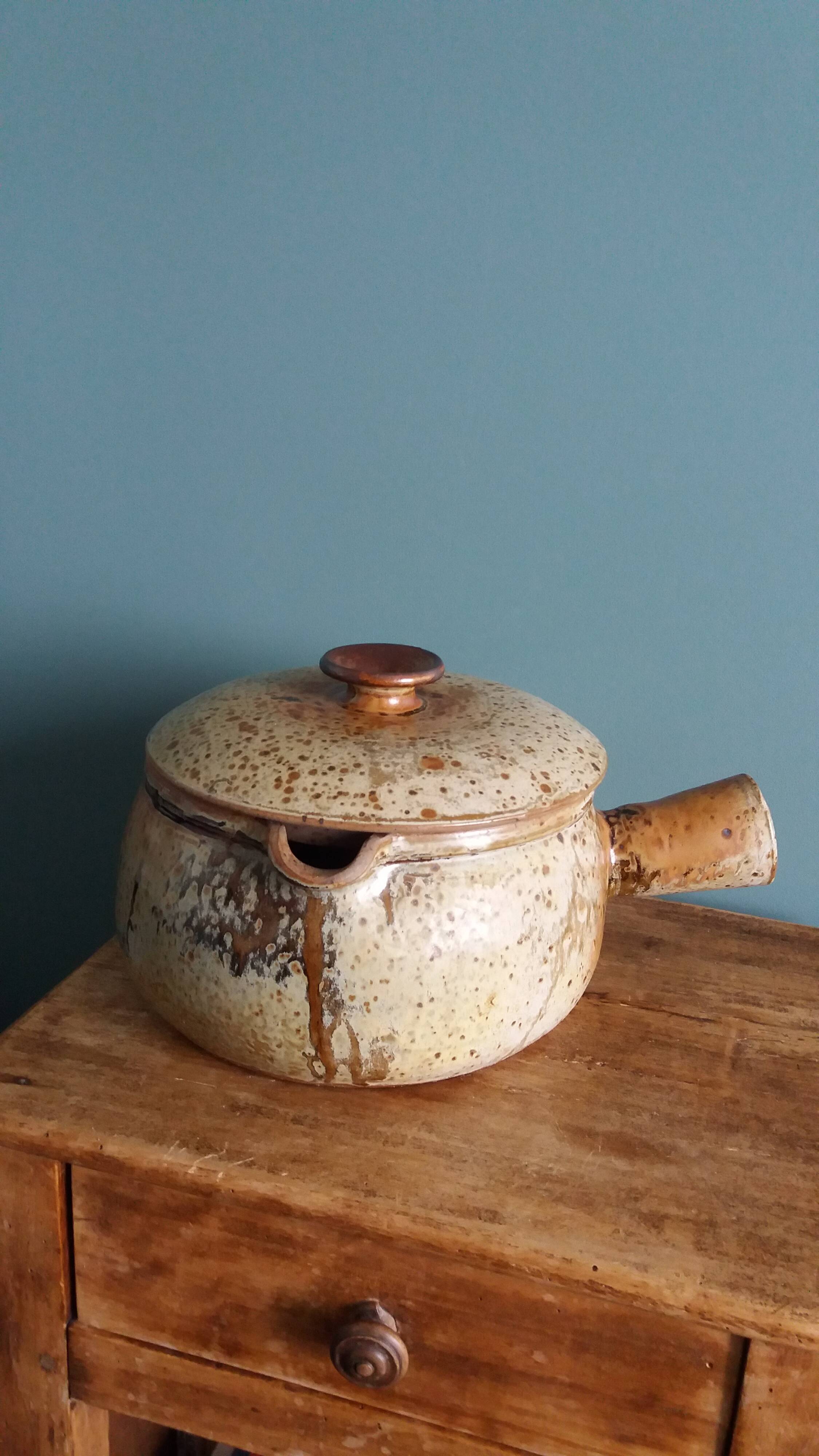 Large stoneware tureen/caquell from Puisaye, signed Jean-Pierre Prud'homme
