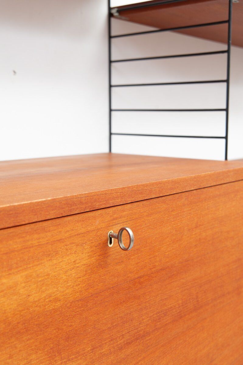 String teak wall shelf by Kajsa & Nisse Strinning, 1950s