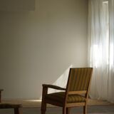Pair of Art Deco armchairs in oak and fabric, Danish cabinetmaker, 1940s