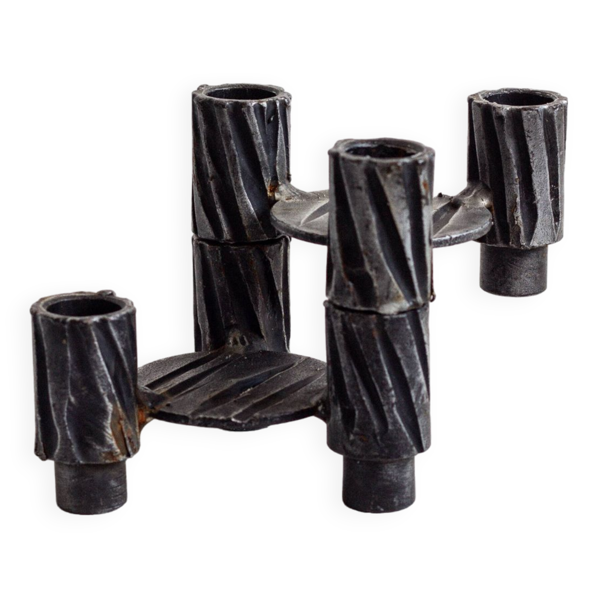 Set of two three-headed candle holders, France, 1960s/70s