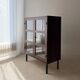 Mid-century display cabinet dark wood glass
