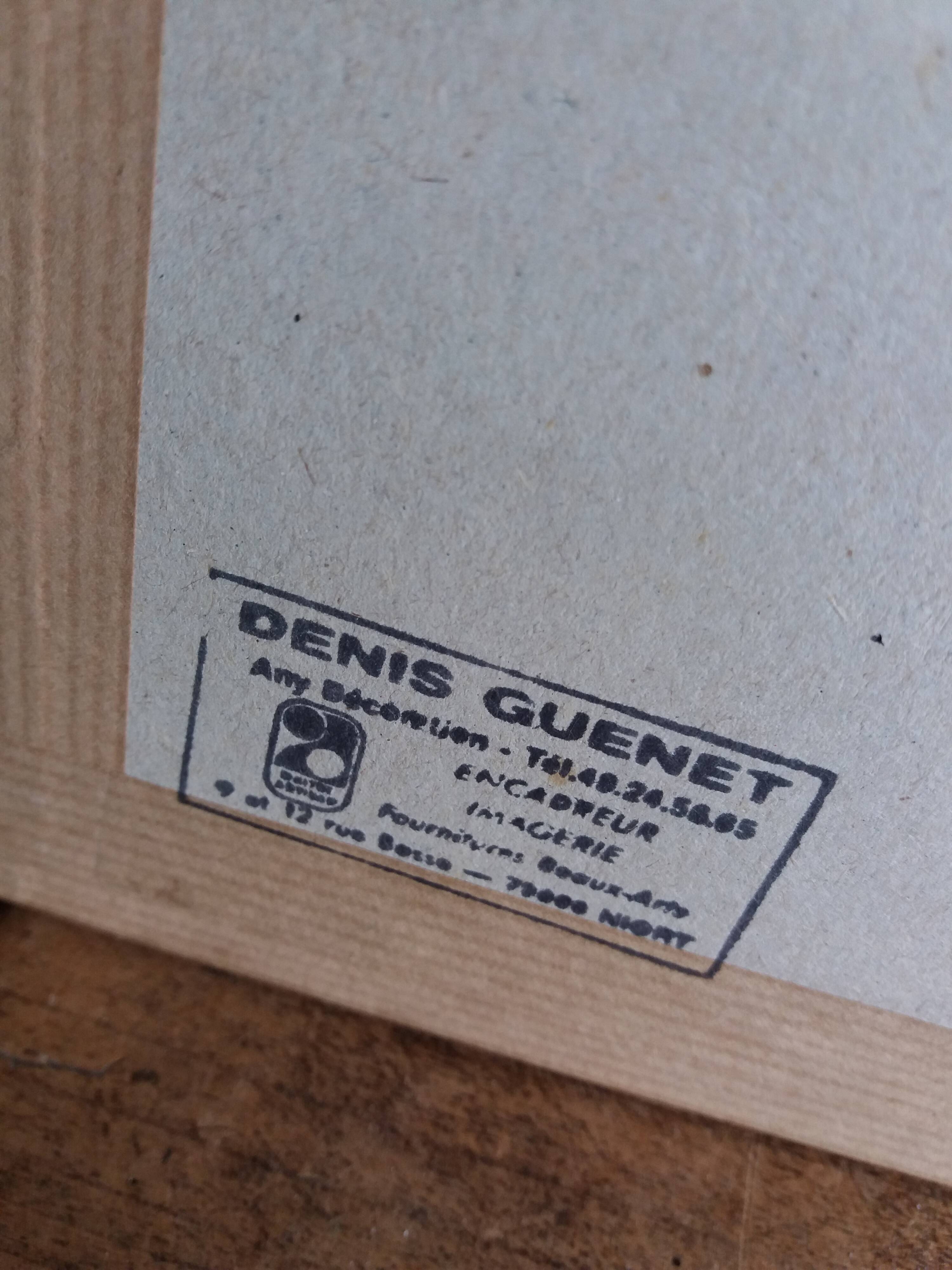 Signed painting, landscape, boat on river, Poitevin marsh