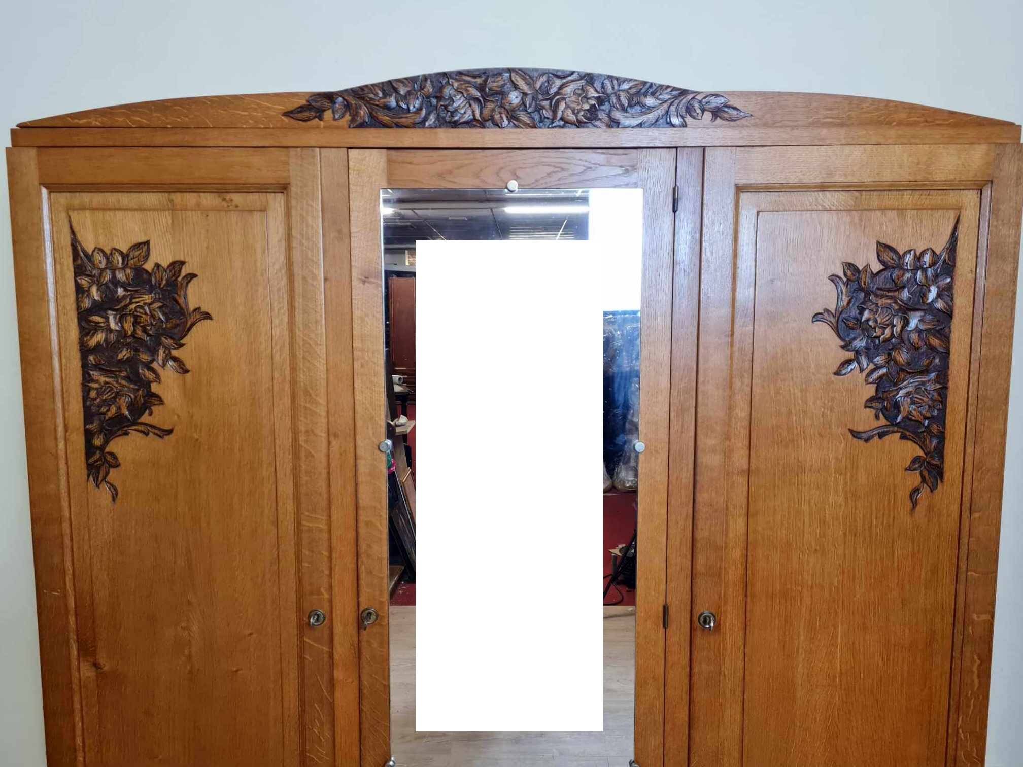 art deco period wardrobe in blond oak circa 1940