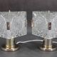1970s Pair of Brass/Glass Table Lamps by Kamenicky Senov, Czechoslovakia