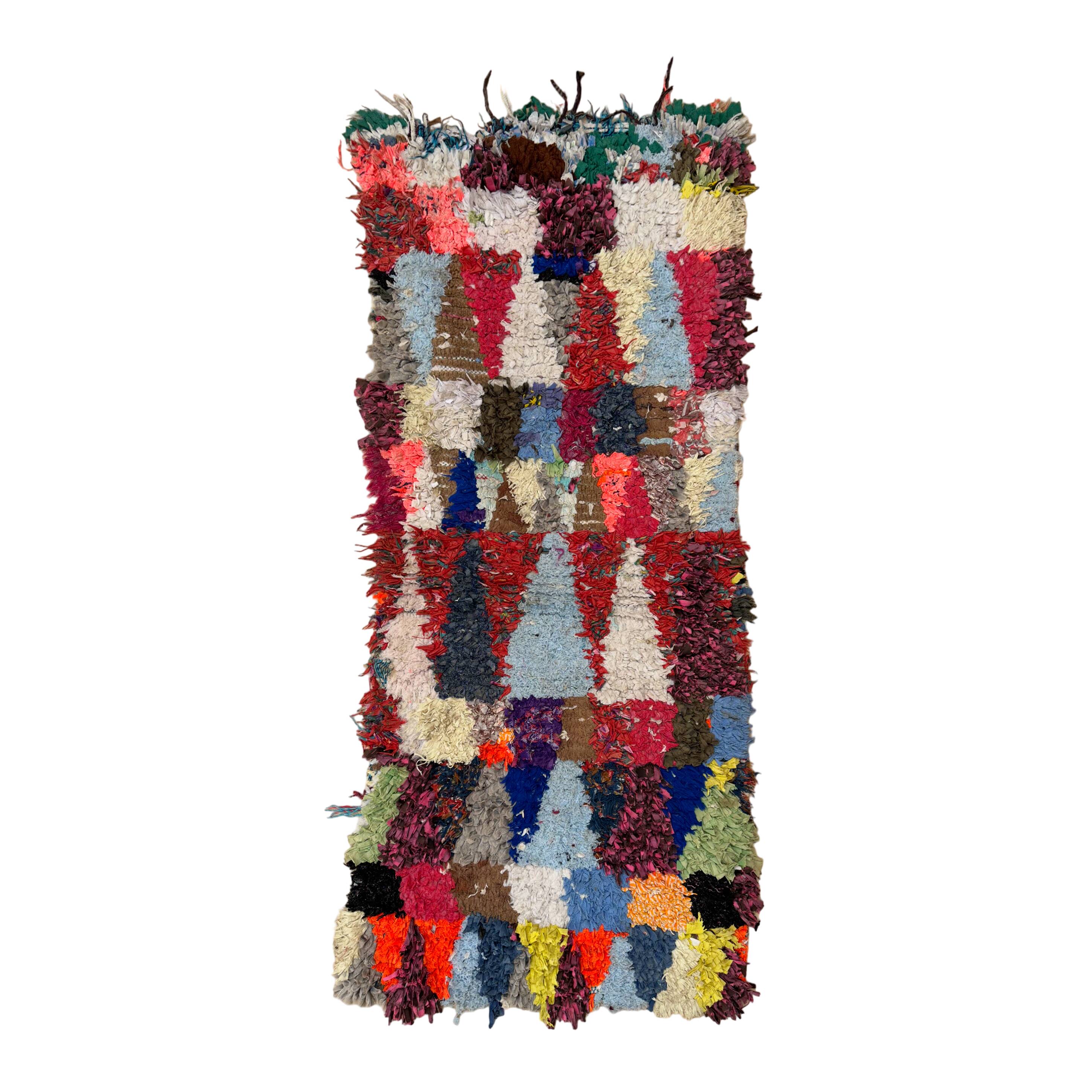 Colorful Boucherouite Moroccan rug - 64 x 137 cm