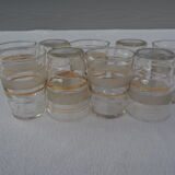 9 wine glasses, gold edging and granite – 1960s-1970s