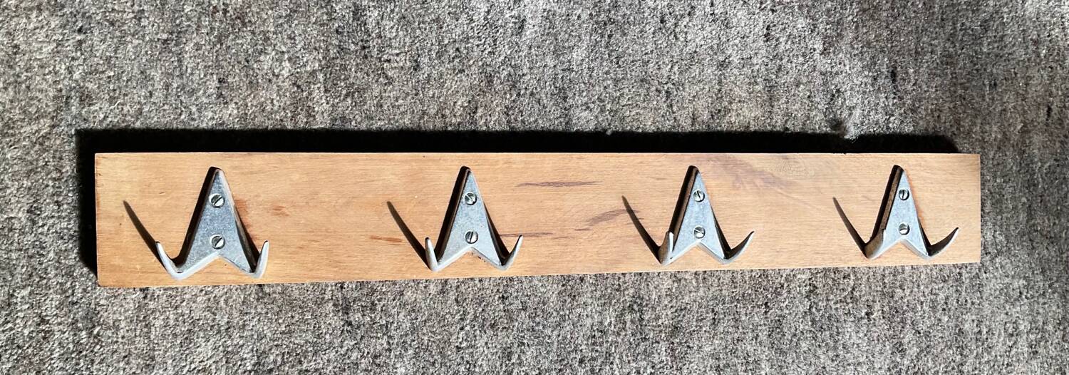 Vintage coat rack in wood and aluminum