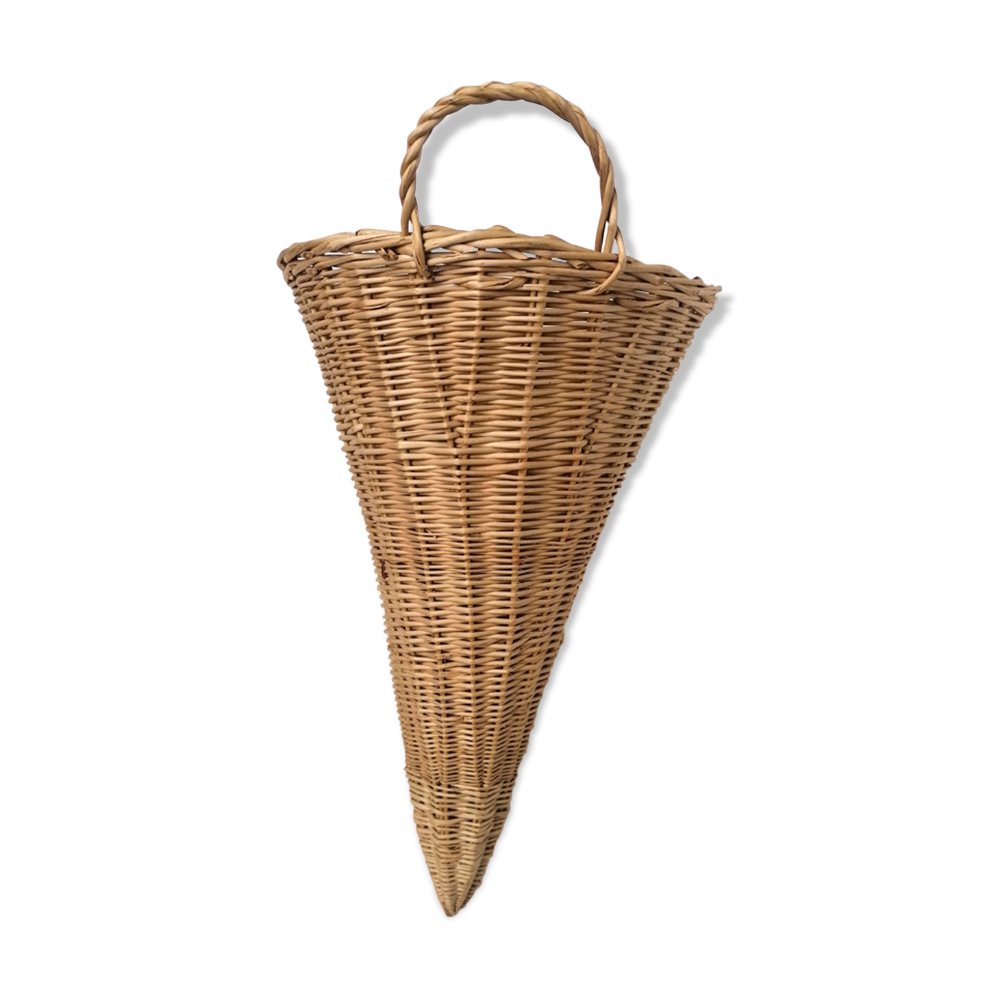 Wicker basket in cornucopia shape