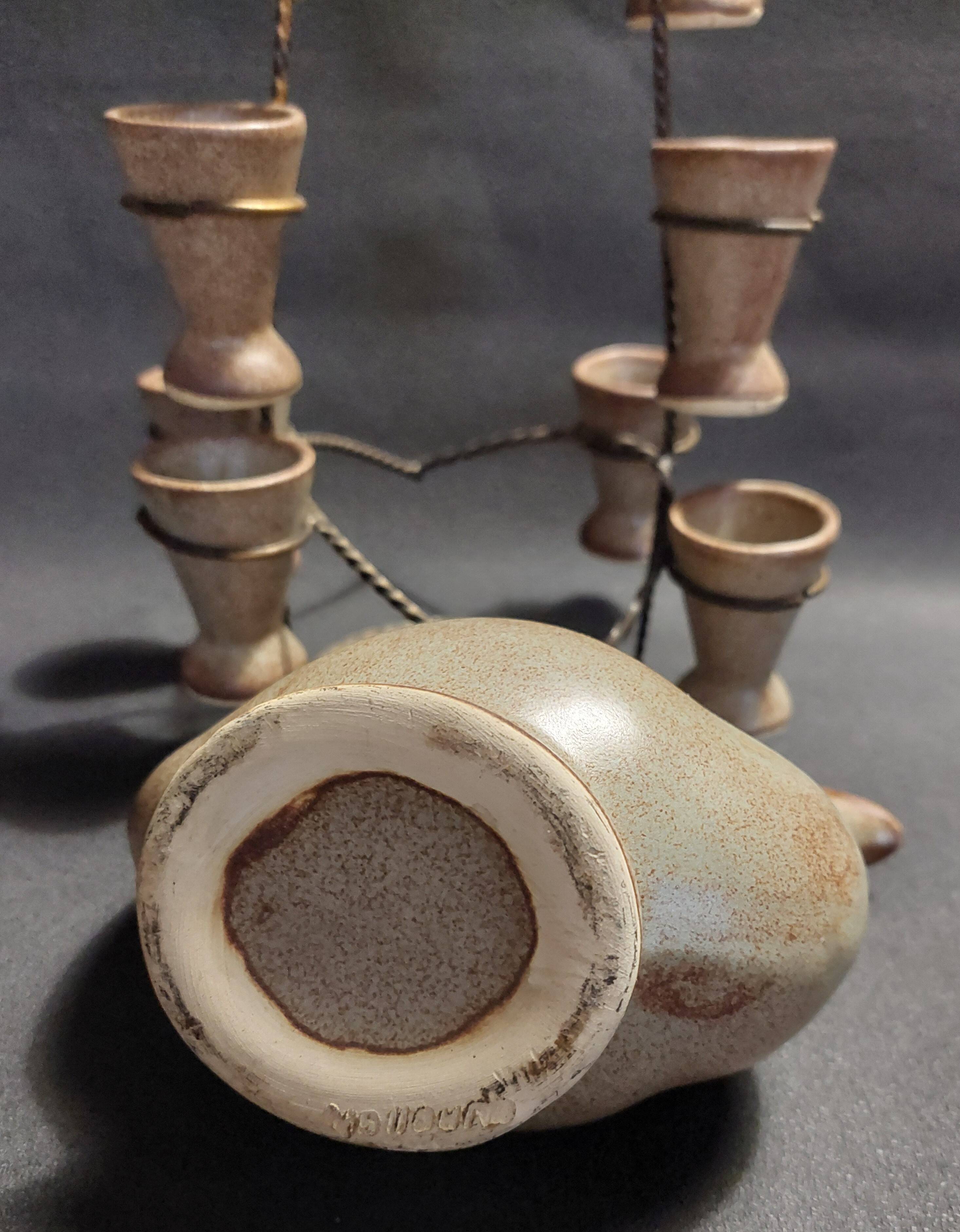 Ceramic liqueur service signed Vallauris