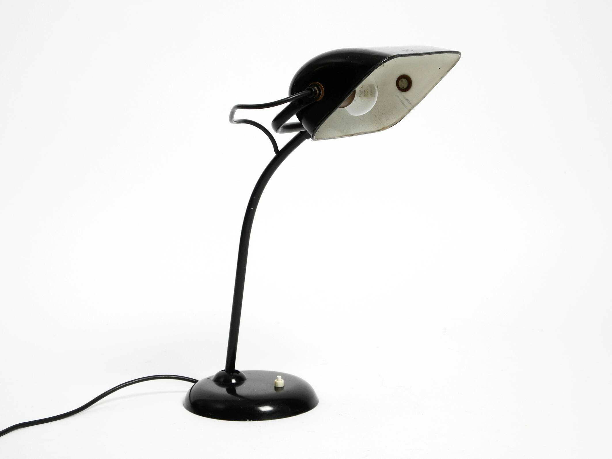 Original 1940s Kaiser Idell industrial metal table lamp model 6581 in black