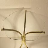 Tripod stand in gold metal and glass