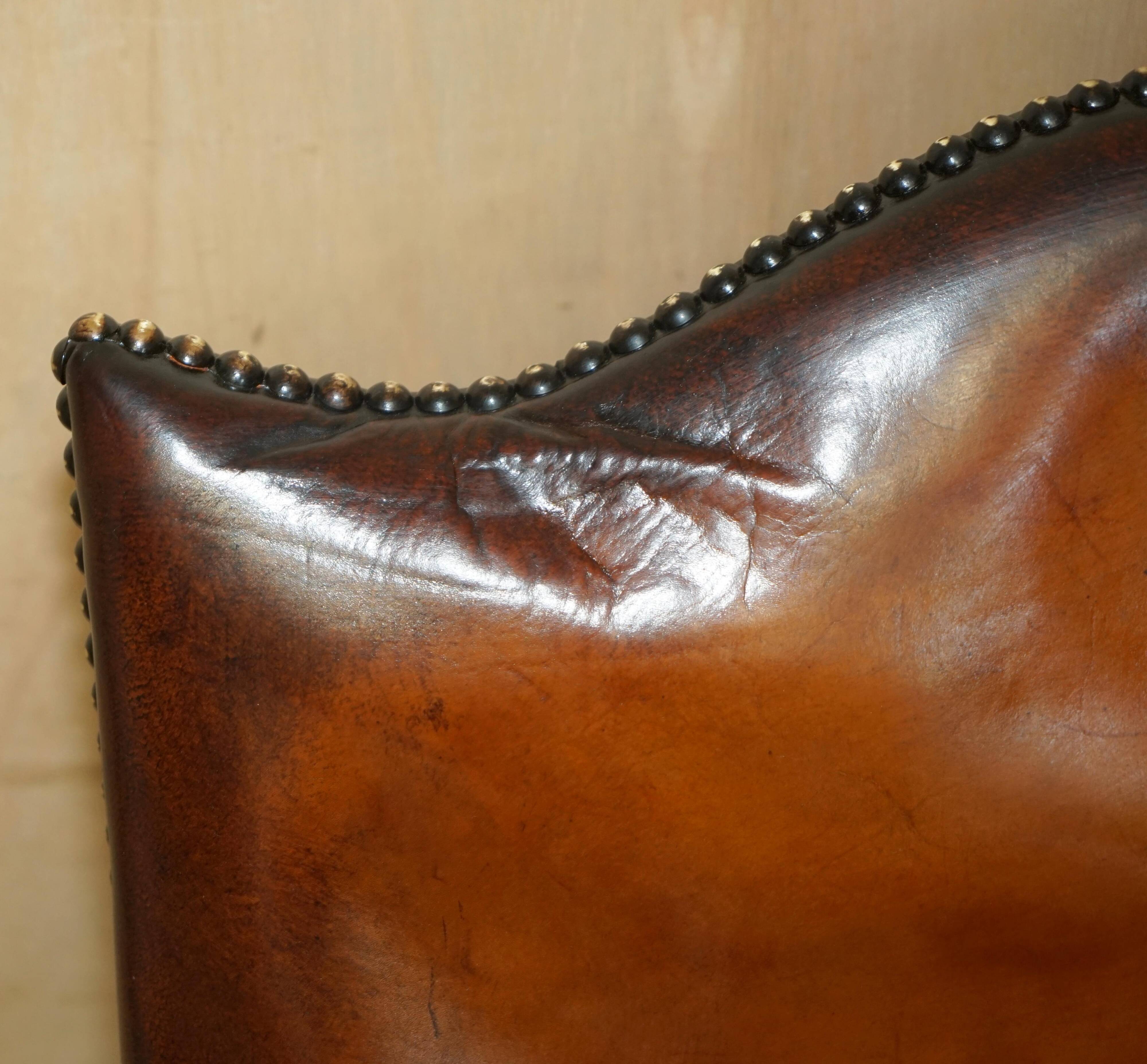 Fauteuil de bureau Gainsborough restauré cuir teint à la main