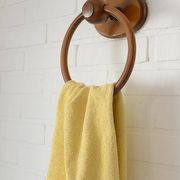 Large vintage wooden bathroom set / mirror with shelf / towel rack