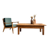 Large vintage coffee table in solid wood (renovated)