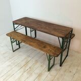 Vintage German beer table and benches of custom length