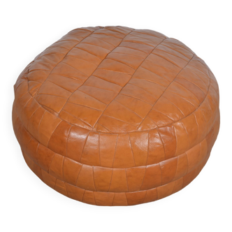 Leather patchwork pouf