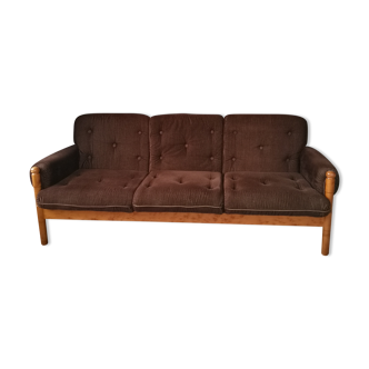 Scandinavian sofa in brown velvet