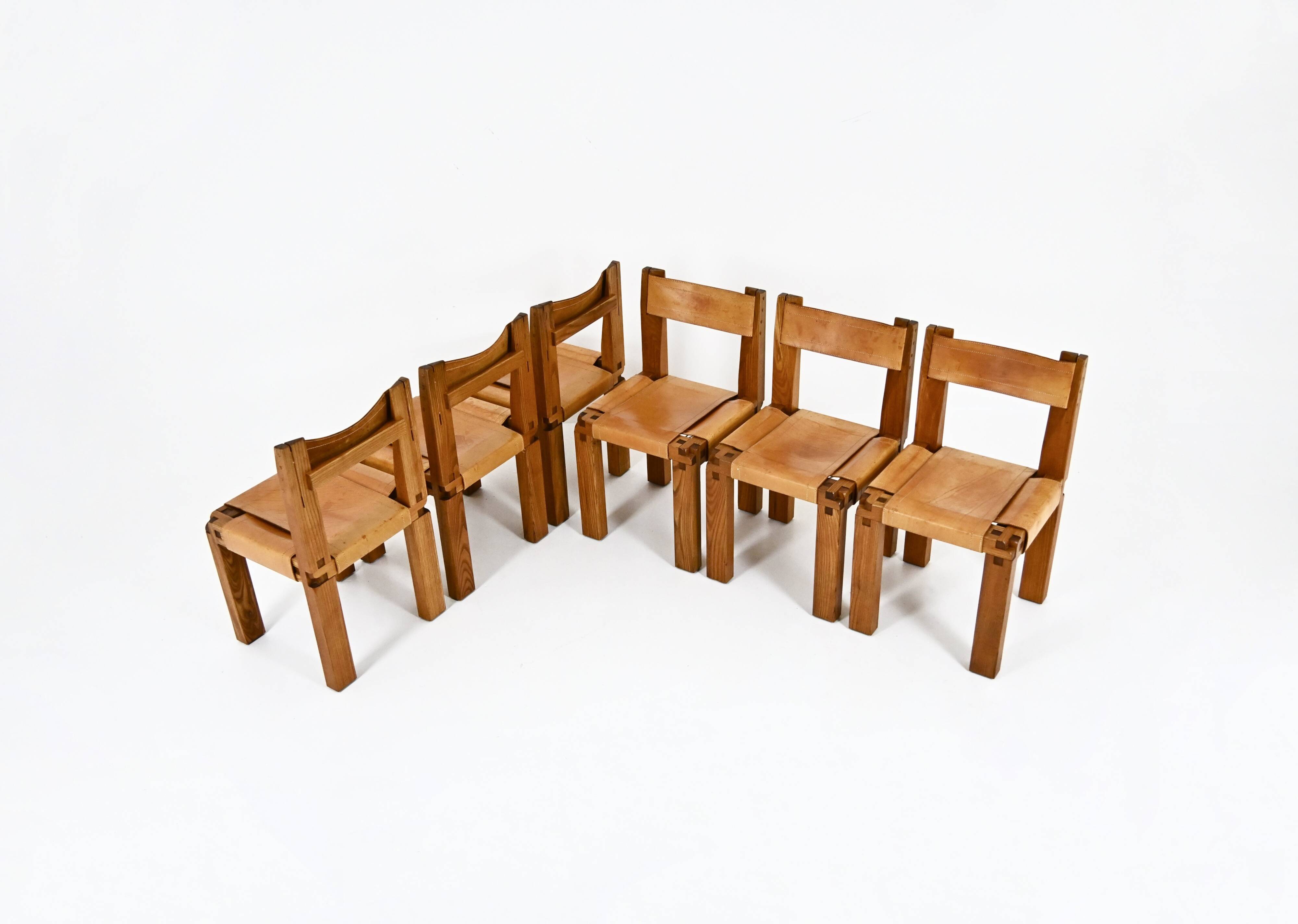 Set of 6 "S11" dining chairs by Pierre Chapo, 1966