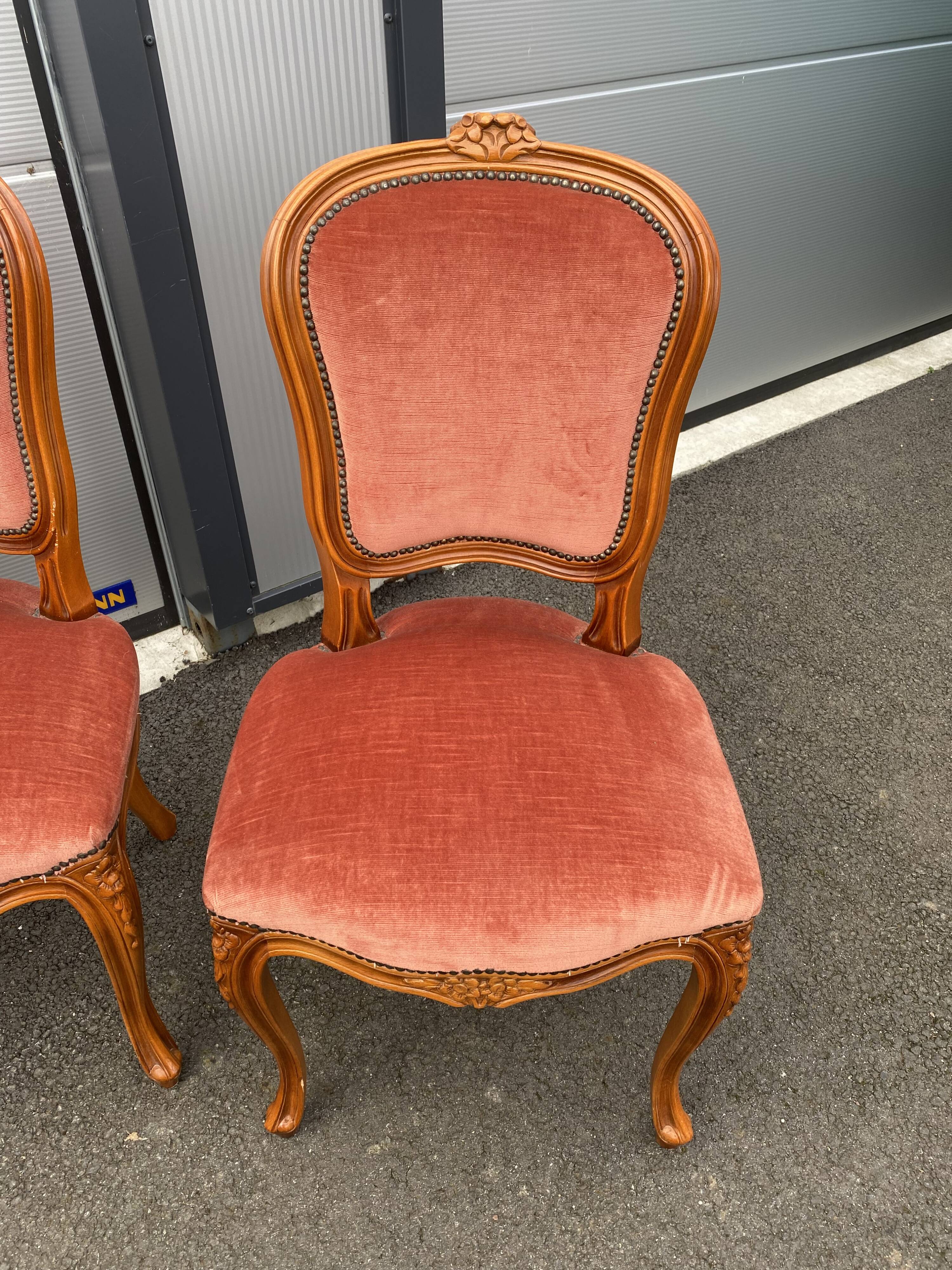 6 chairs Louis XV red style