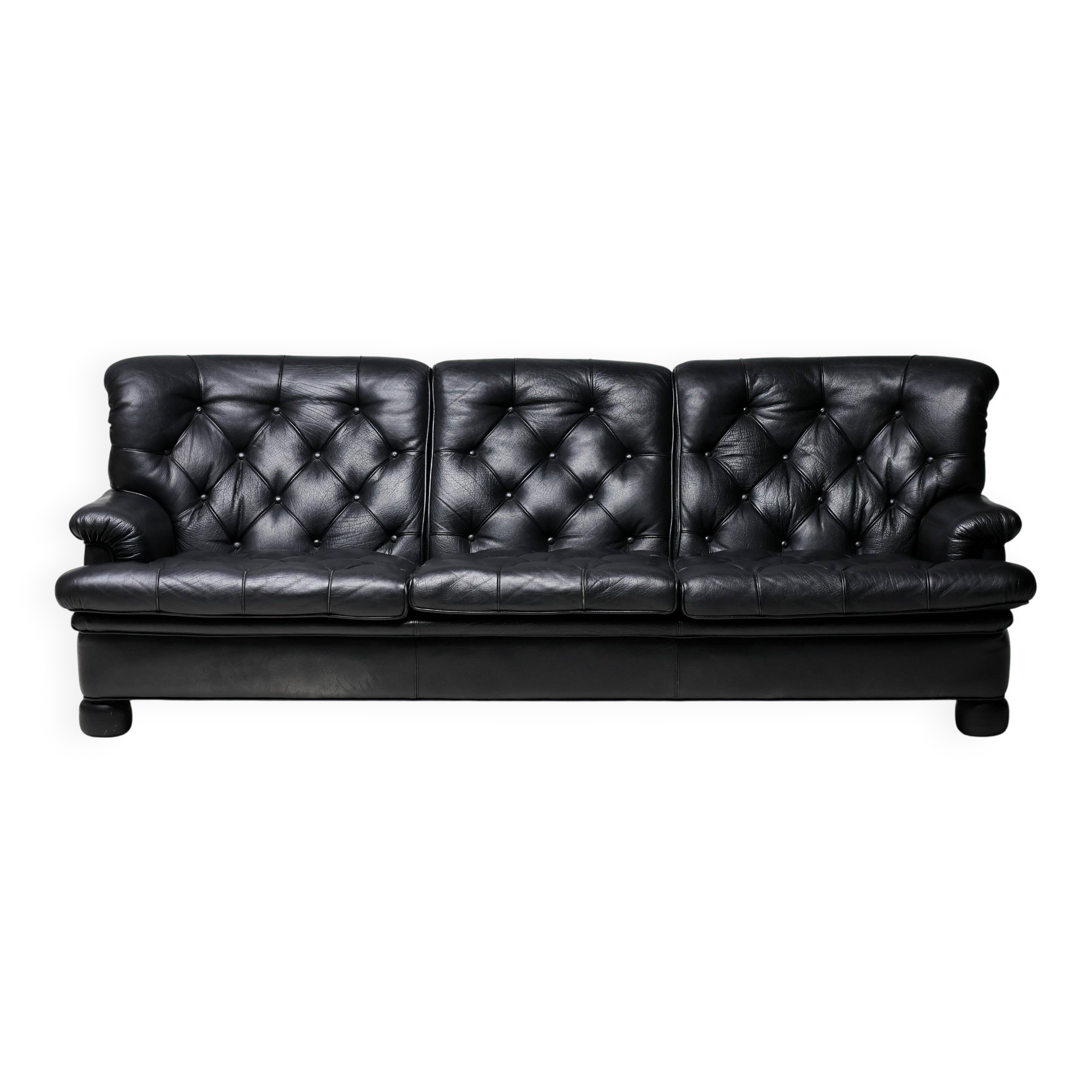Three-seater sofa "Jupiter" in black leather by Arne Norell, Sweden, 1960.