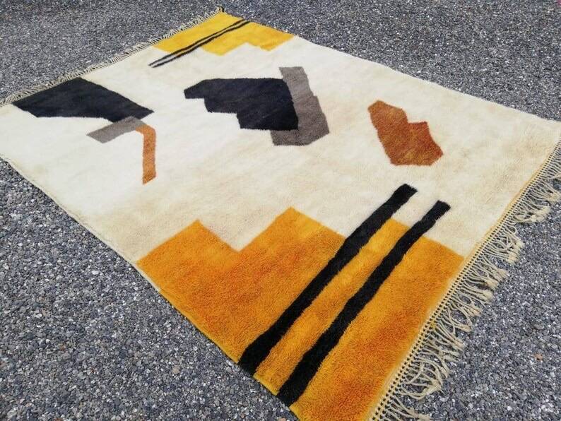 Tapis beni mrirt fait main grande taille 200 x 300 cm