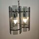 Mid-Century Suspension in Smoked Glass and Chrome Metal, Veca Style