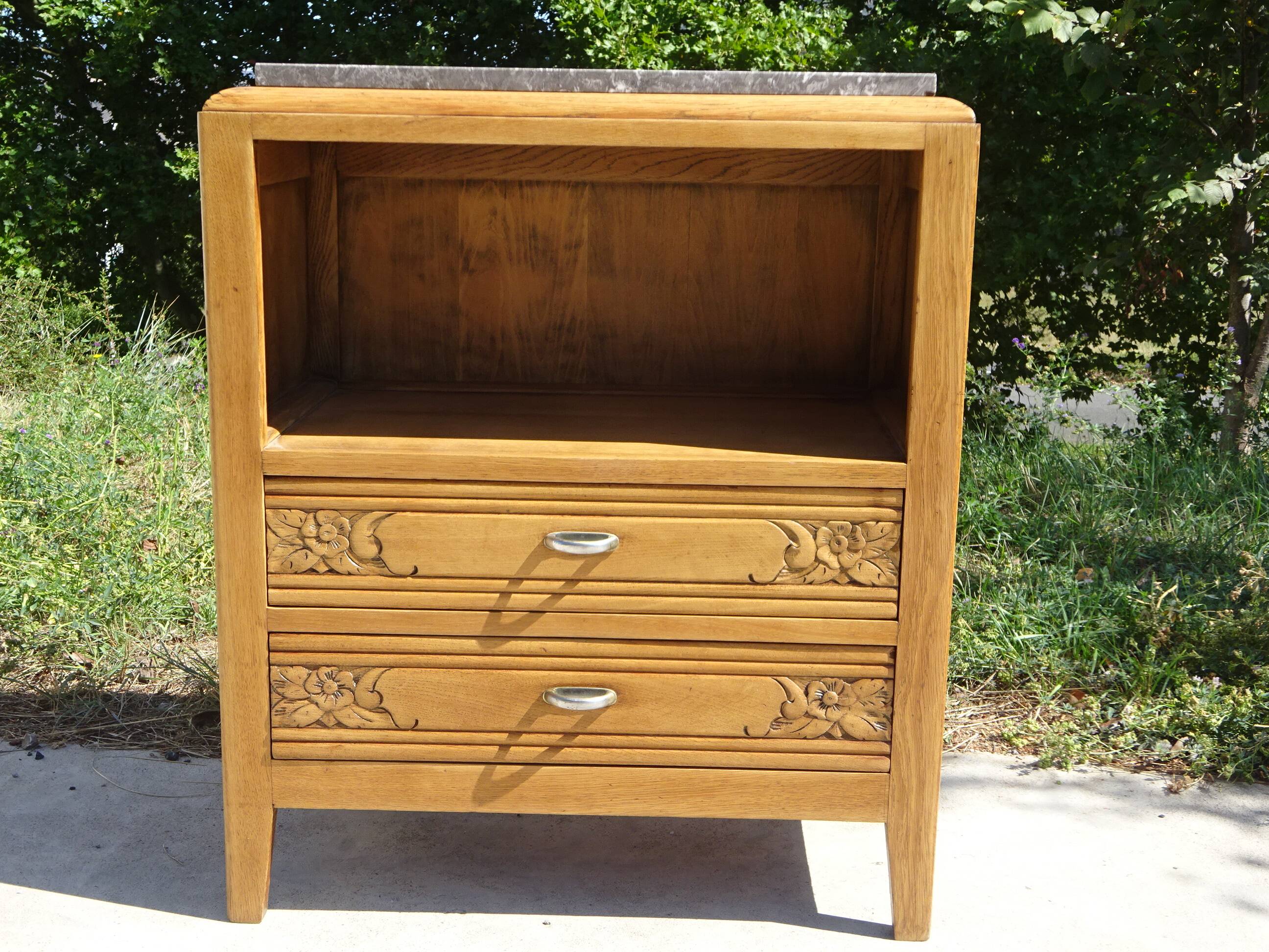 Art Deco bedside table in oak, restored