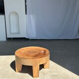 Quadripod coffee table in solid wood monoxyl natural color (dark)