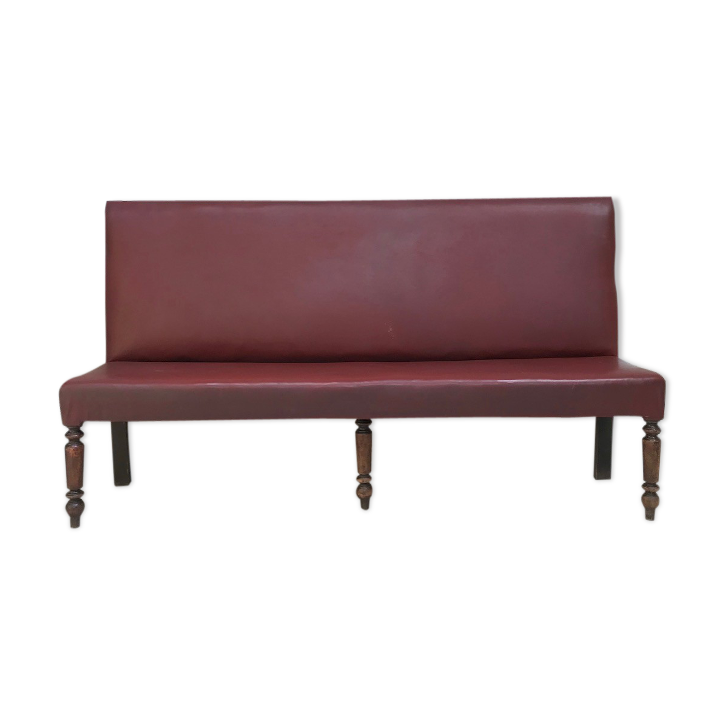 Bistro bench in burgundy leather