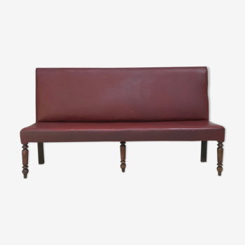 Bistro bench in burgundy leather