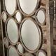 Screen 3 panels of round mirrors frame metalized iron aged