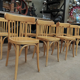 Set of 10 curved beech bistro chairs from the 1950s