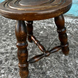 Turned wood tripod stool