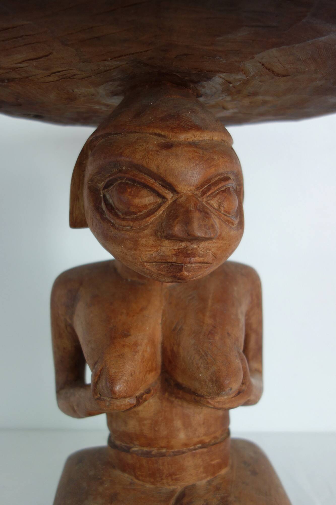 Vintage Luba carved wooden stool