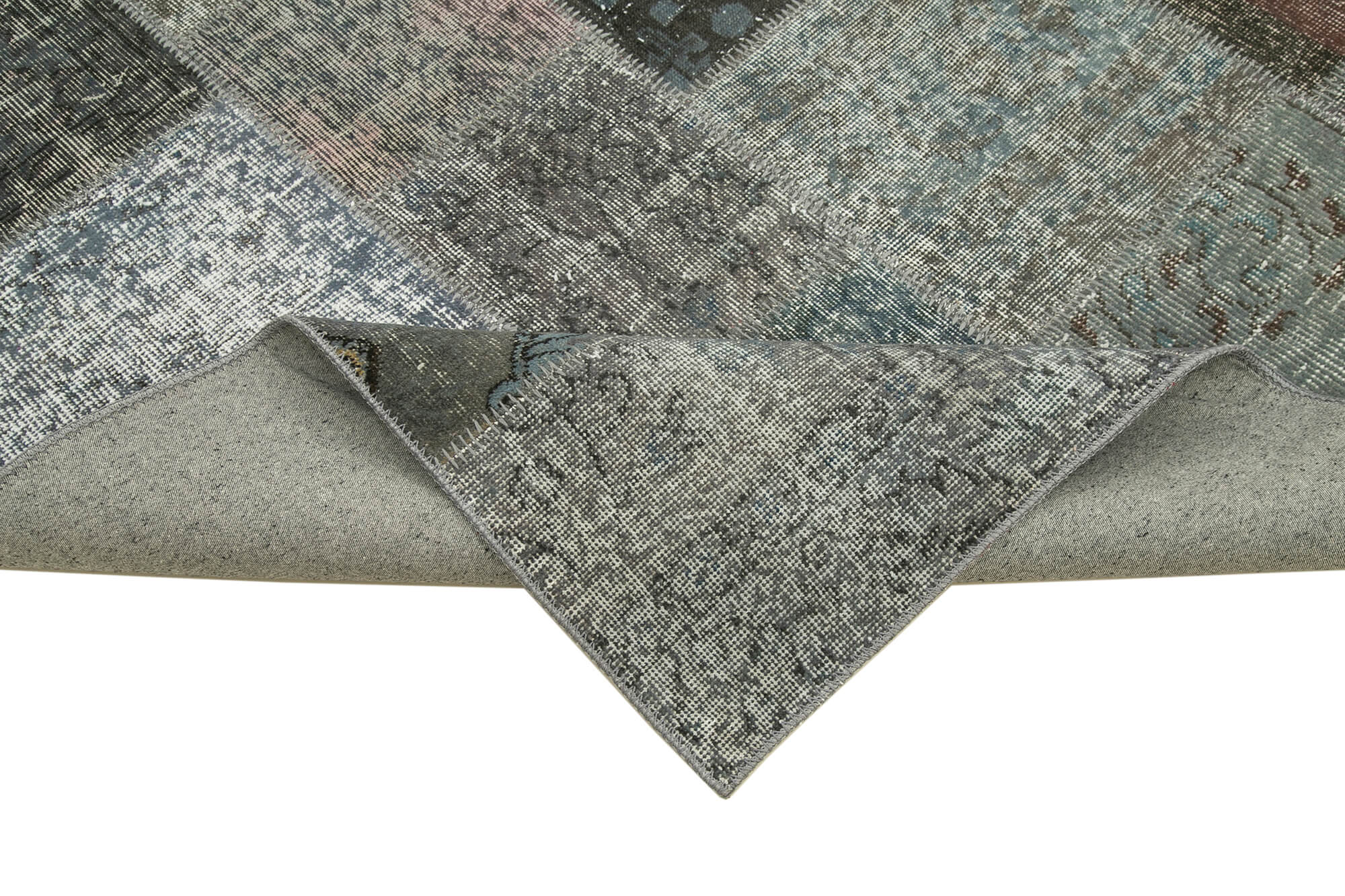 Handmade Oriental Contemporary 200 cm x 300 cm Grey Patchwork Carpet