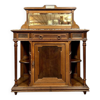 Buffet style Louis XVI en chêne et acajou orné d'une plaque aux amours