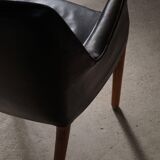 Fauteuil Danemark Moderne par Nanna Ditzel en chêne et cuir patiné, années 1950