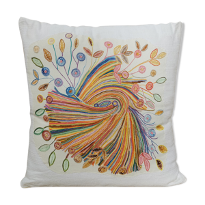 coussin vintage brodé - main