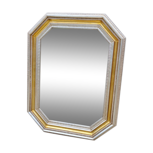 Miroir octogonal bois à frise